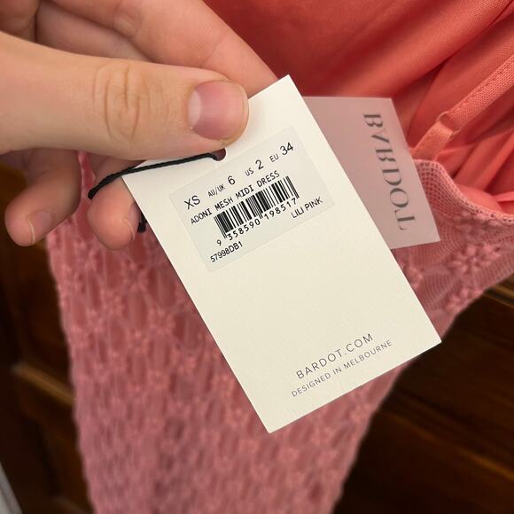 Bardot Adoni Mesh Midi Dress Lili Pink size XS NWT's $119 Women's - Picture 12 of 15